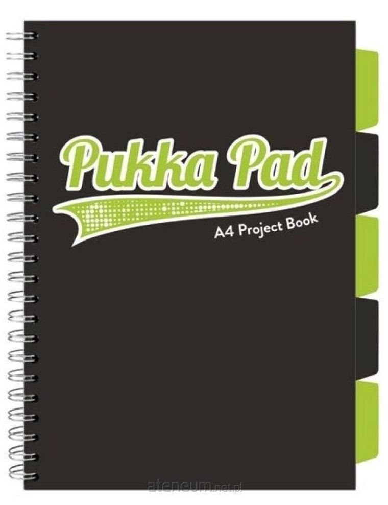 Pukka Pads, kołozeszyt, A4, Project Book, Black & Lime Green, czarny, 1 szt.
