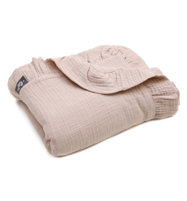 Pulp, Bamboo, kocyk muślinowy z falbankami, beżowy, 90-120 cm