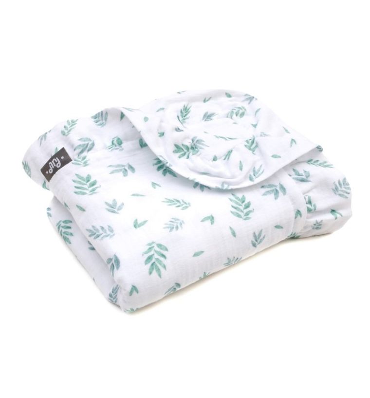 Pulp, Bamboo, Listki, kocyk muślinowy z falbankami, dwuwarstwowy, 90-100 cm