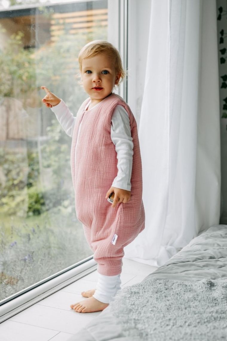 Pulp, Bamboo, śpiworek muślinowy ocieplany z nogawkami, różowy, TOG 2.0, 12-30 m