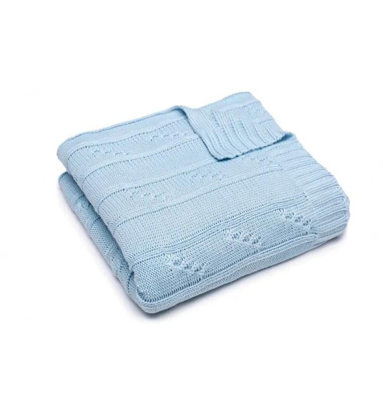 Pulp, bambusowy kocyk z jonami srebra, warkocz, błękitny, 75-90 cm