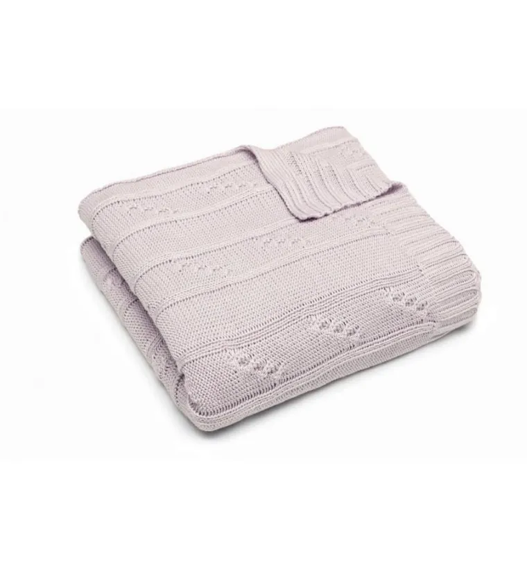 Pulp, bambusowy kocyk z jonami srebra, warkocz, pudrowy, 75-90 cm