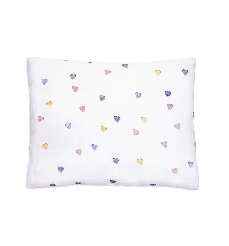 Pulp, Kolorowe Serduszka, poduszka muślinowa, gładka, 35-45 cm