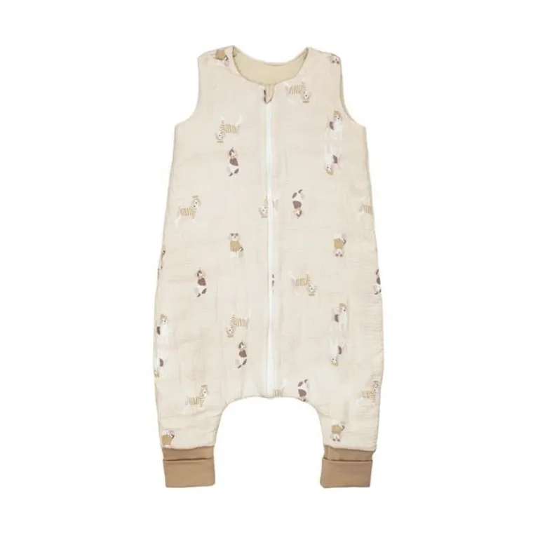 Pulp, Pieski, śpiworek całoroczny ze skarpetkami, muślinowy, beżowy, TOG 1.5, 12-30m