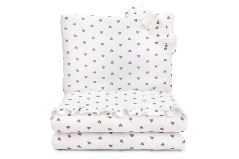 Pulp, Serduszka, 2-częściowy komplet pościeli, muślinowy, 80-100 cm
