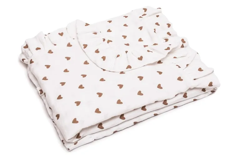 Pulp, Serduszka, kocyk muślinowy z falbankami, 90-100 cm