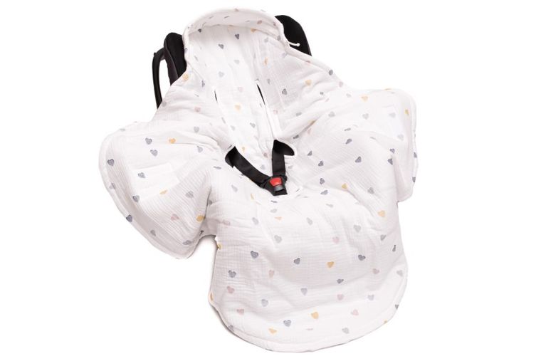 Pulp, Serduszka Kolorowe, kocyk do fotelika, muślinowy