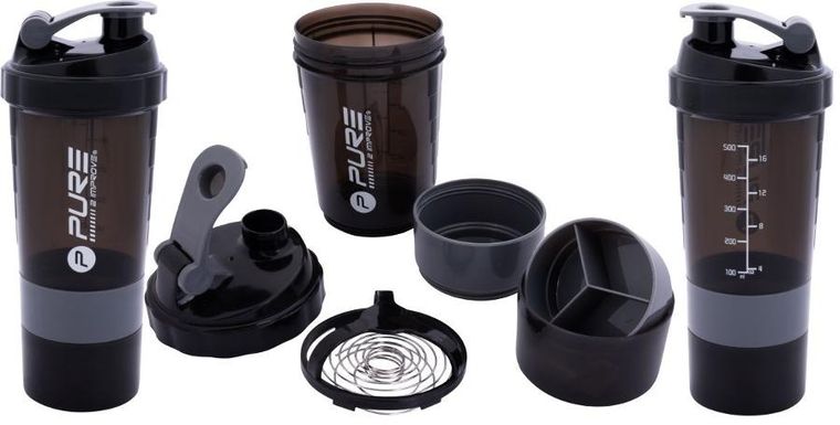 Pure 2 Improve, bidon fitness, shaker, black grey, 500 ml