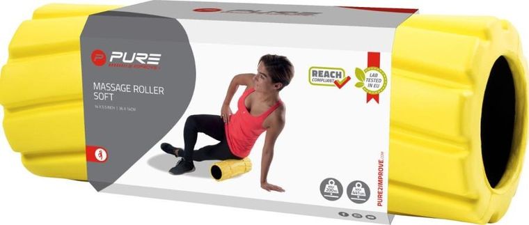 Pure 2 Improve, wałek roller do ćwiczeń, soft, żółty, 36-14 cm