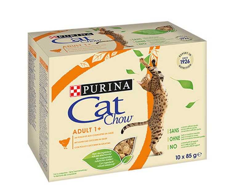 Purina, Cat Chow Adult, karma mokra dla kota, kurczak, cukinia, multipack, 10-85 g