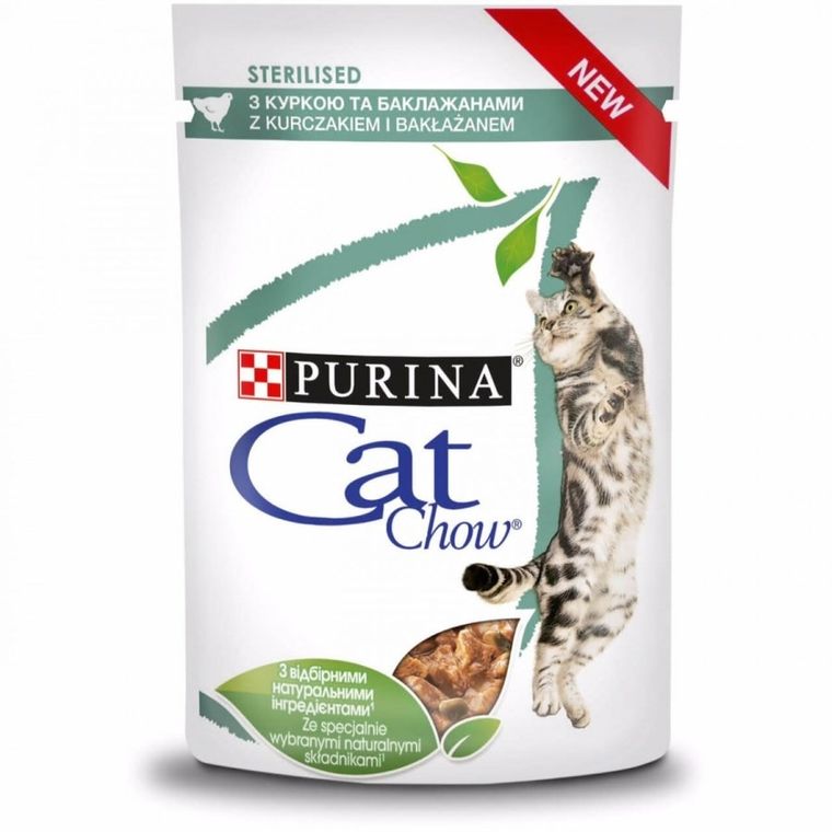 Purina, Cat Show Sterilised, karma dla kotów, kurczak, bakłażan, 85g
