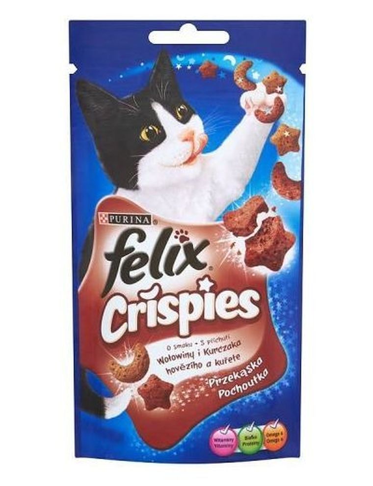 Purina, Felix, Crispies, karma mokra dla kota, wołowina, kurczak, 45g