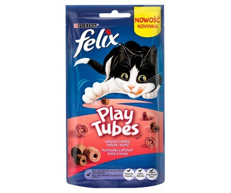 Purina, Felix, Play Tubes, karma mokra dla kota, indyk, szynka, 50 g