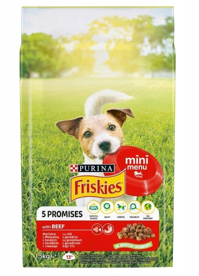 Purina, Friskies Mini Menu, karma sucha dla psa, wołowina, warzywa, 1,5kg