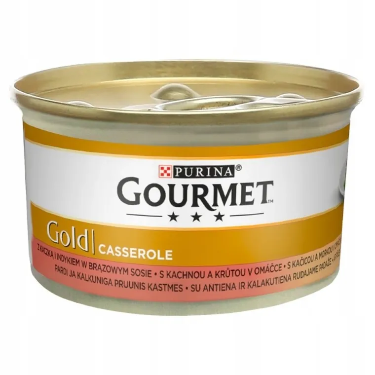 Purina, Gourmet Gold, Casserole, kaczka i indyk, puszka dla kota, 85g