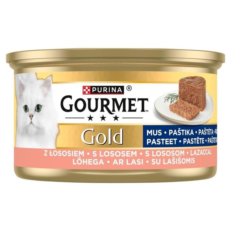 Purina, Gourmet Gold, mus z łososiem, karma mokra dla kotów, 85g