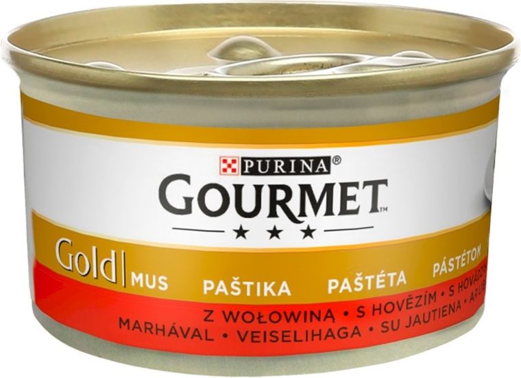 Purina, Gourmet Gold, mus z wołowiną, mokra karma dla kota, 85g