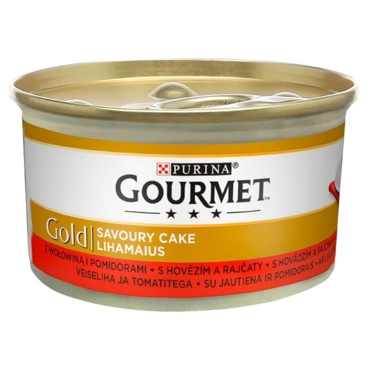 Purina, Gourmet Gold, Savoury Cake, wołowina i pomidory, puszka dla kota, 85g