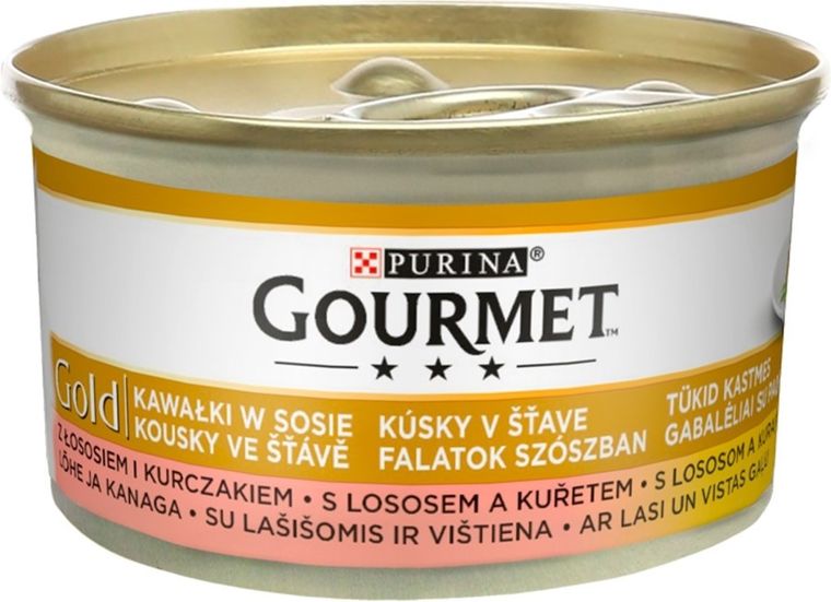 Purina, Gourmet Gold, sos, mokra karma dla kota, łosoś i kurczak, 85g