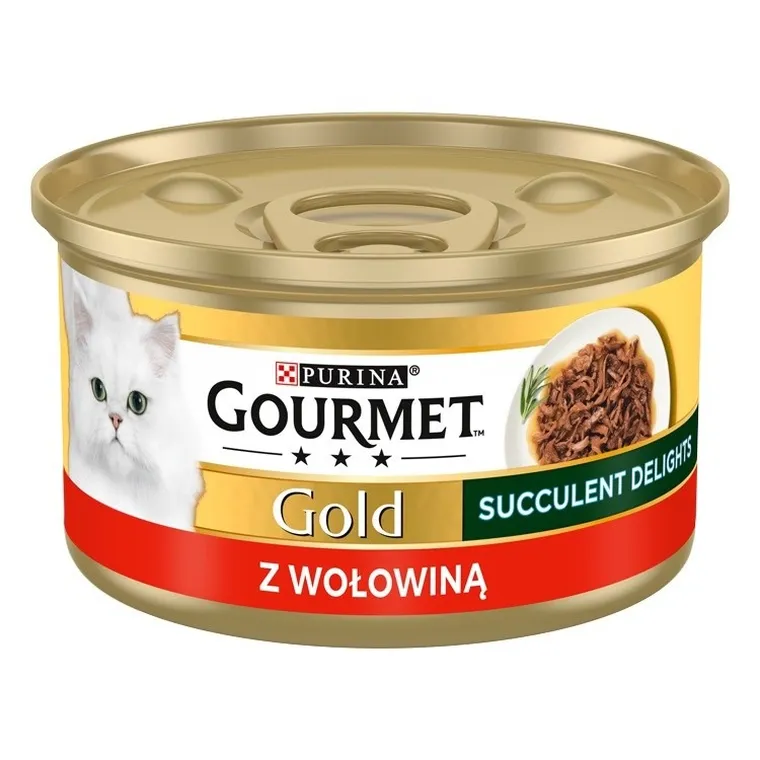 Purina, Gourmet, Gold, Succulent Delights, puszka, mokra karma dla kota, wołowina, 85g