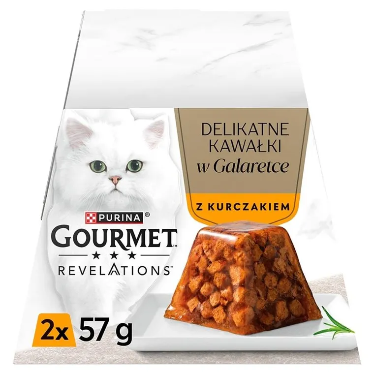 Purina Gourmet, Revelations, kurczak w galaretce, mokra karma dla kotów, 57g, 2 szt.