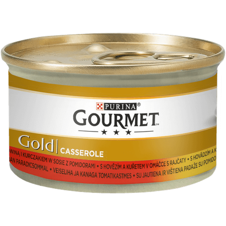 Purina, Gournet Gold, Casserole, karma dla dorosłych kotów, wołowina, kurczak, 85g