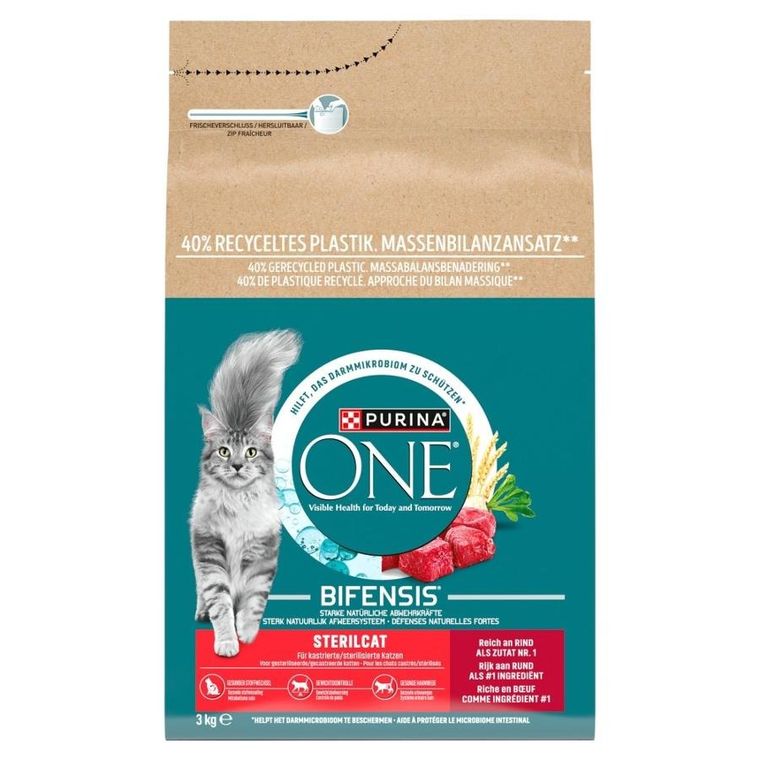 Purina Nestle, One, sucha karma dla kotów, wołowina, pszenica, 3 kg