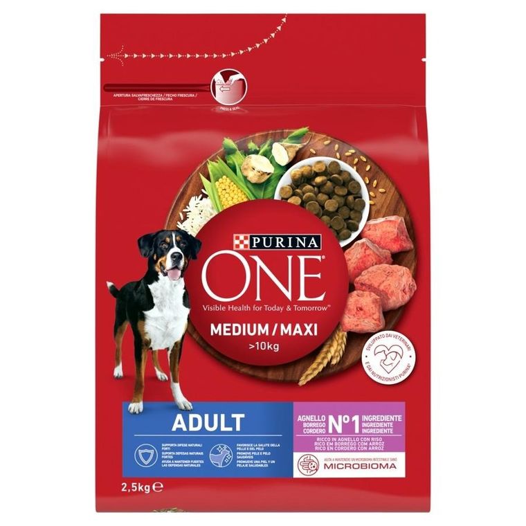 Purina One, Med/Max Adult, Dog Lamb & Rice, 2,5 kg
