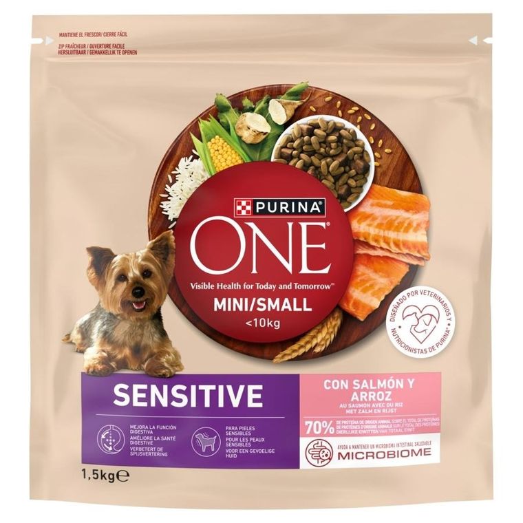 Purina One, Mini Dog Sensitive, Salmon & Rice, 1,5 kg