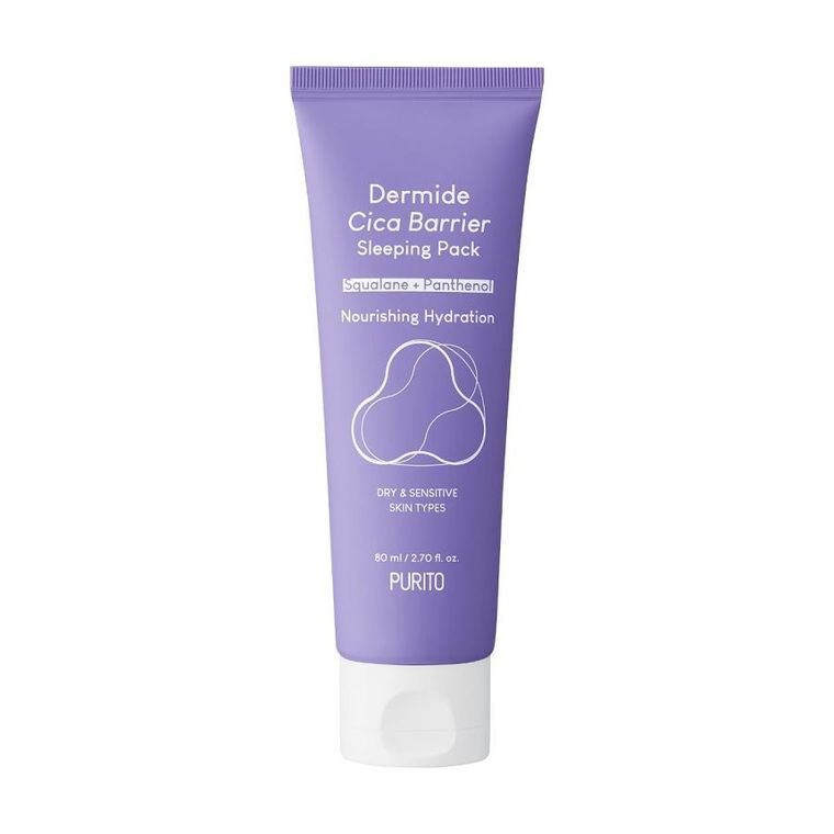 Purito, Dermide Cica Barrier Sleeping Pack, krem regenerujący na noc z ekstraktem z wąkroty azjatyckiej, 80 ml