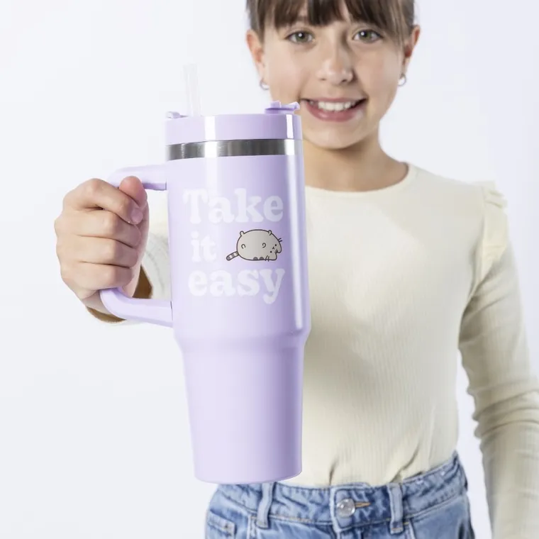 Pusheen, kubek termiczny ze słomką, 880 ml