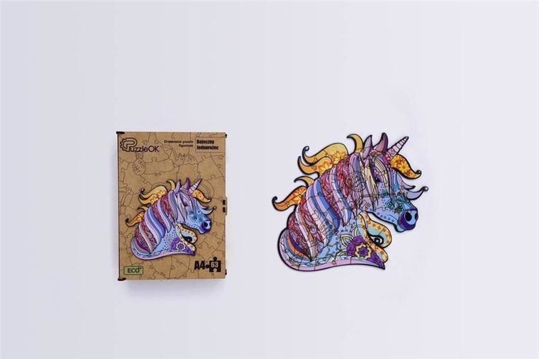 PuzzleOK, Bajeczny jednorożec, puzzle drewniane, eko, A4, 63 elementy