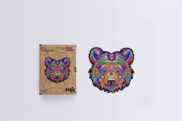 PuzzleOK, Brązowy niedźwiedź, puzzle drewniane, eko, A4, 22 elementy