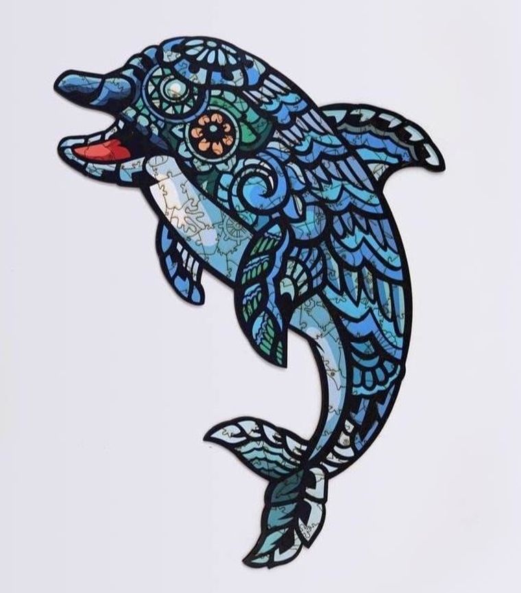 PuzzleOK, Delfin, puzzle drewniane, eko, A4, 84 elementy