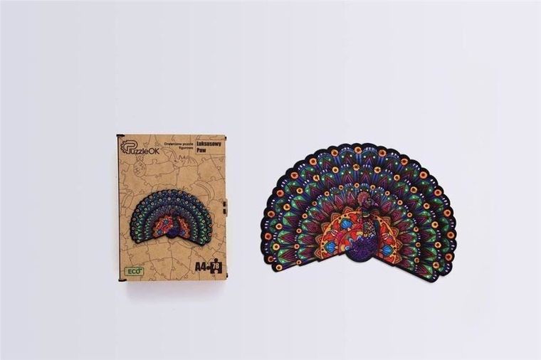 PuzzleOK, Luksusowy paw, puzzle drewniane, eko, A4, 78 elementów