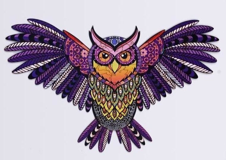 PuzzleOK, Magiczna sowa, puzzle drewniane, eko, A4, 69 elementów