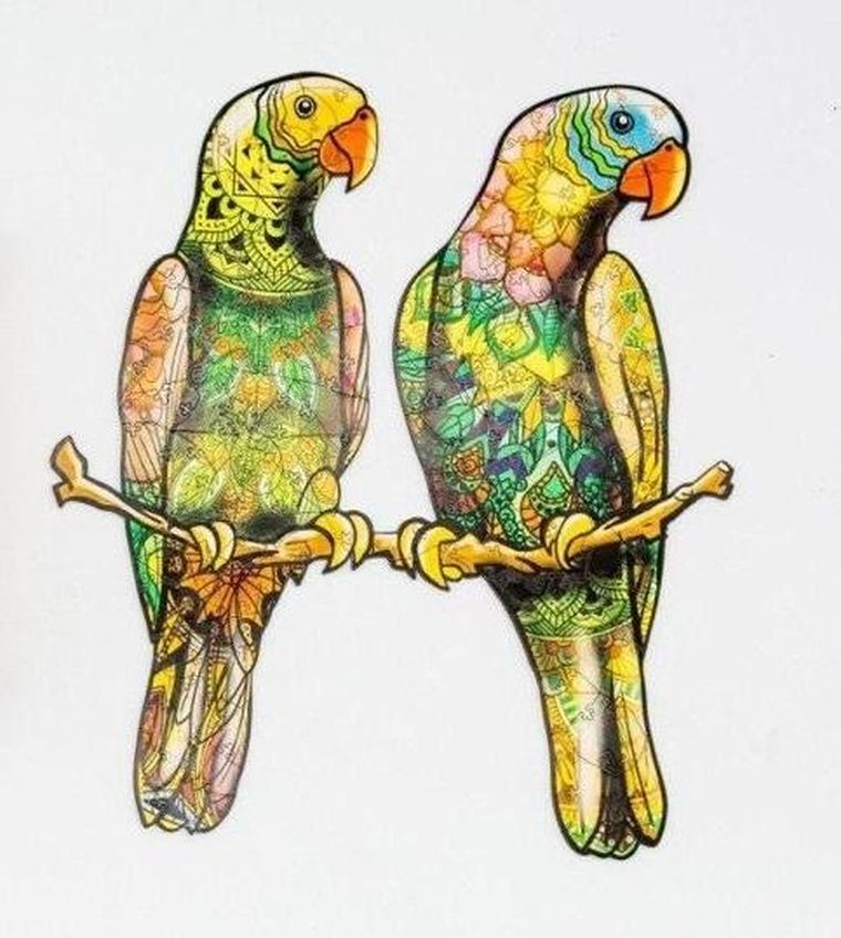 PuzzleOK, Papużki faliste, puzzle drewniane, eko, A4, 82 elementy