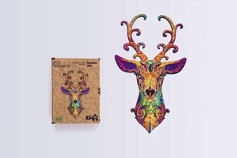 PuzzleOK, Szlachetny jeleń, puzzle drewniane, eko, A4, 67 elementów
