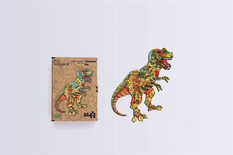 PuzzleOK, Tyranozaur rex, puzzle drewniane, eko, A4, 72 elementy