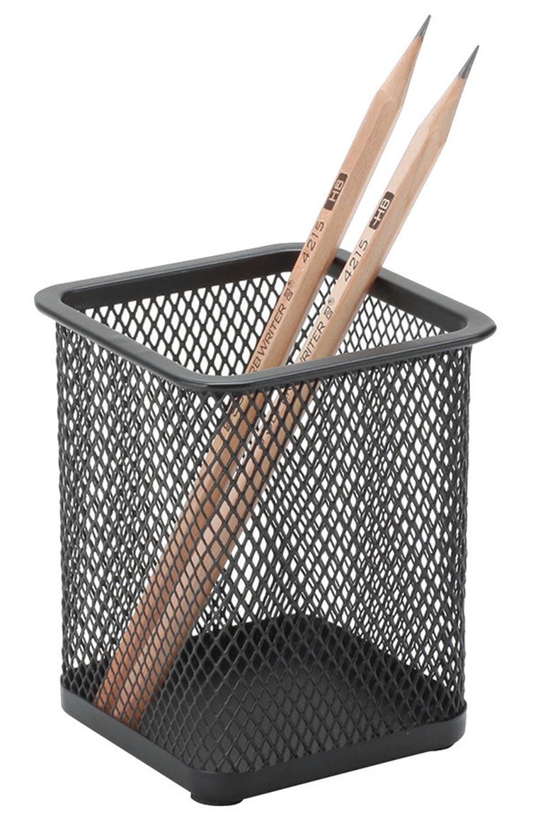 Q-Connect, Office Set, pojemnik na długopisy, metalowy, kwadrat, czarny