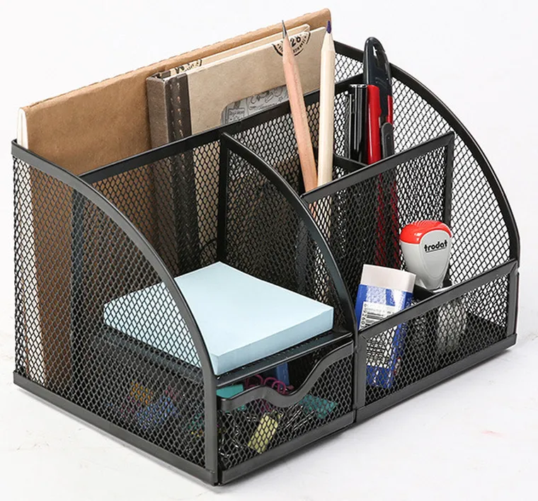 Q-Connect, Office Set, przybornik na biurko, metalowy, z miejscem na listy, czarny