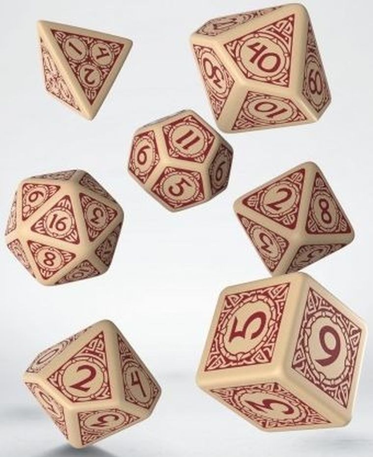 Q-Workshop, Komplet kości Wikiński, beżowo-bordowy, gra losowa