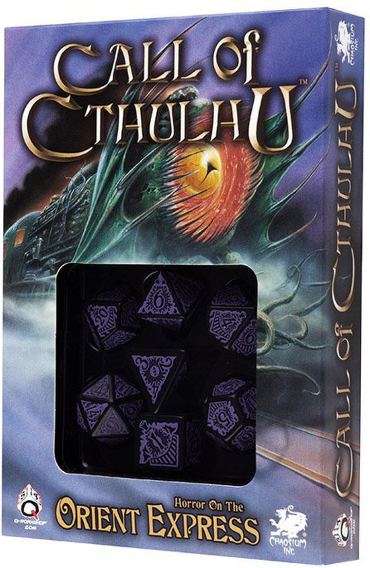 Q-Workshop, komplet kości, Zew Cthulhu: Horror w Orient Express, czarno-fioletowy