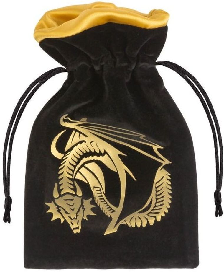 Q-Workshop, sakiewka na kości Welurowa, Smocza, czarno-złota