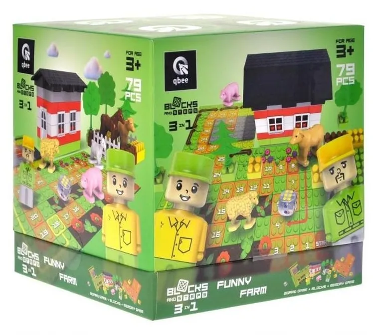 Qbee, Block&Steps, Wesoła farma, klocki konstrukcyjne, 79 elementów