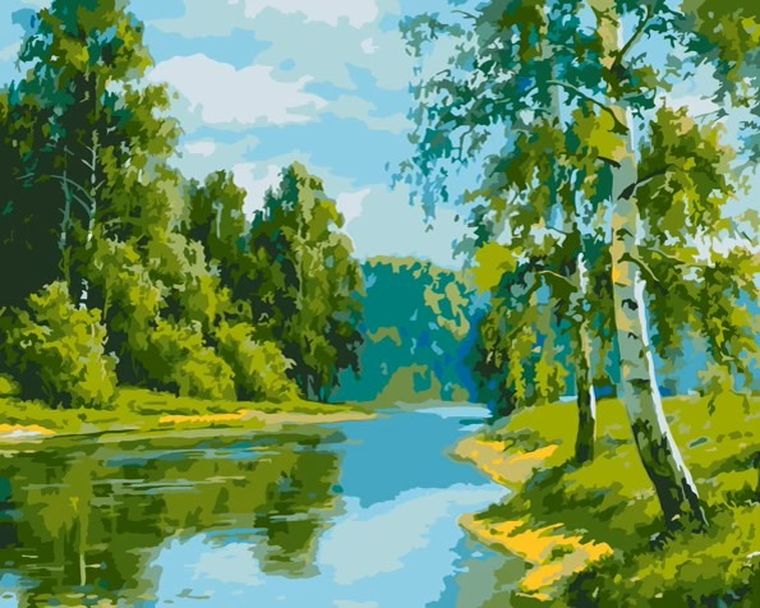 Qbee, malowanie po numerach, Brzozowa krawędź, 40-50 cm