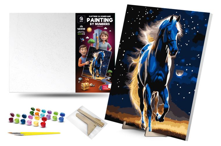 Qbee, malowanie po numerach, Dumny koń, 40-50 cm