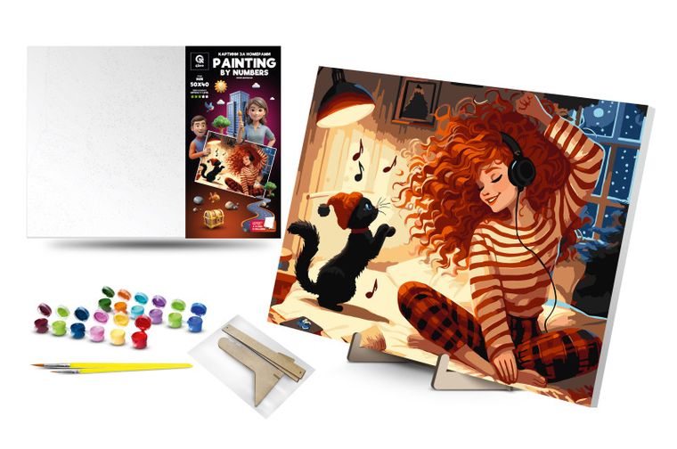 Qbee, malowanie po numerach, Muzyka, 40-50 cm