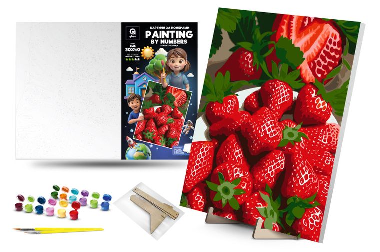 Qbee, malowanie po numerach, Słodka truskawka, 30-40 cm