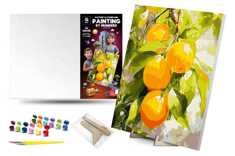 Qbee, malowanie po numerach, Soczyste cytryny, 40-50 cm